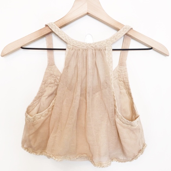 Free people bohemian cream colored lace cropped top size Xs - Picture 4 of 4